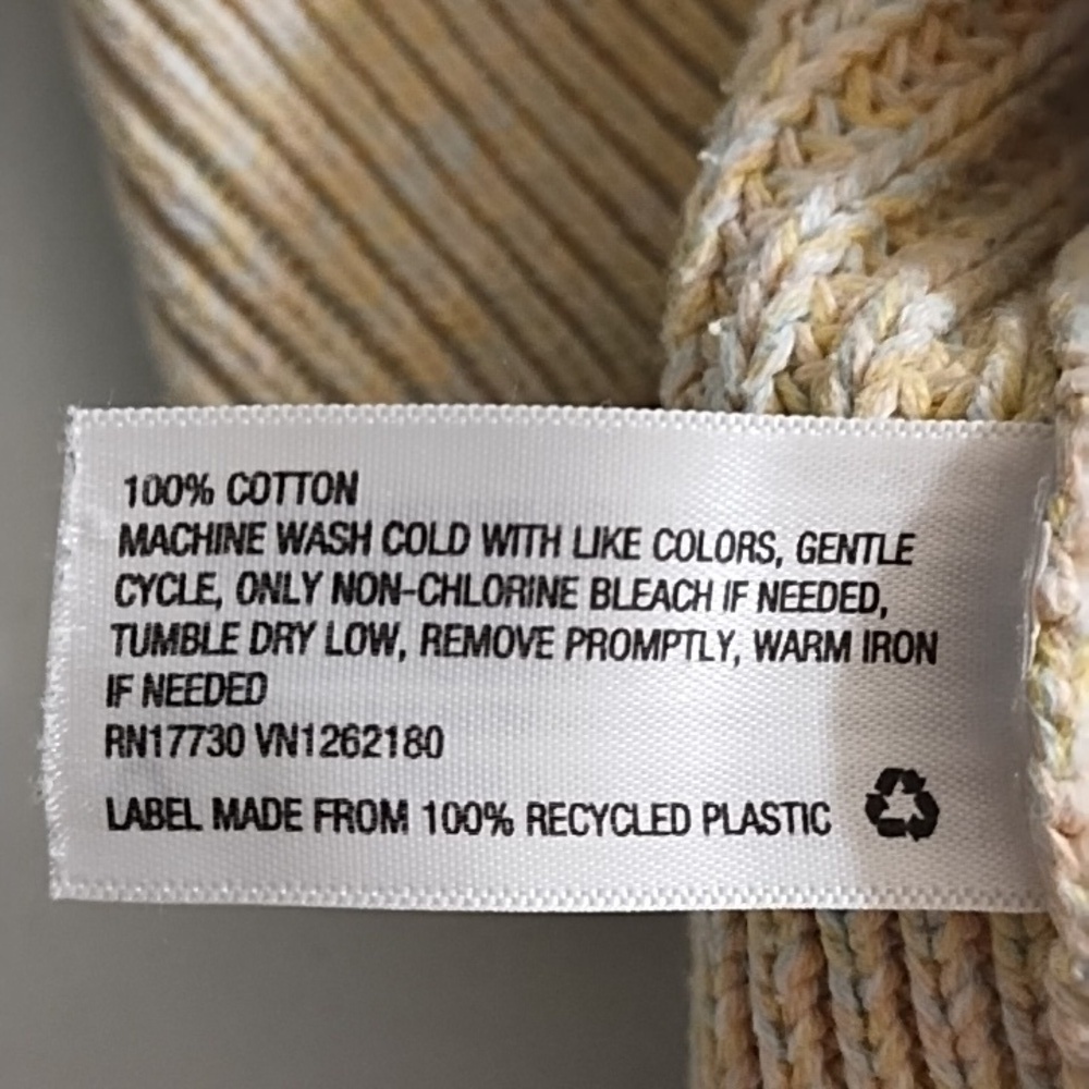 Yellow Pastels Natural 100% Cotton Crewneck Knit Sweater Oversized Small - Picture 8 of 9